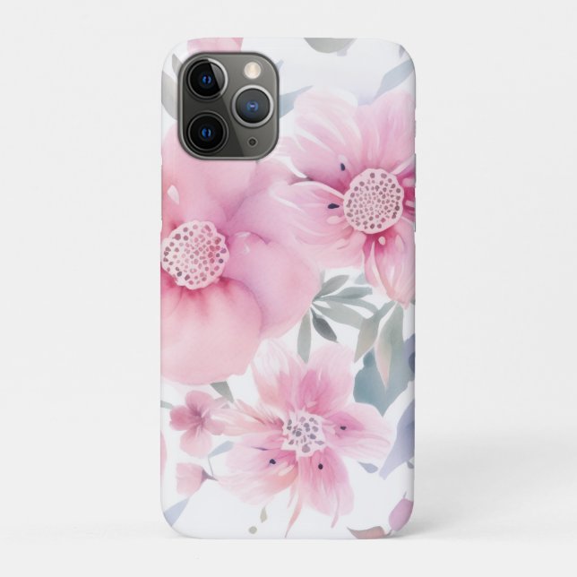 Funda De Case-Mate Para iPhone Acuarela floral rosa  (Reverso)