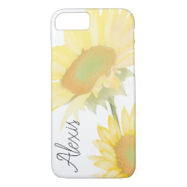 Funda Para iPhone 8/7 Acuarela Girasol Personalizado Botánico