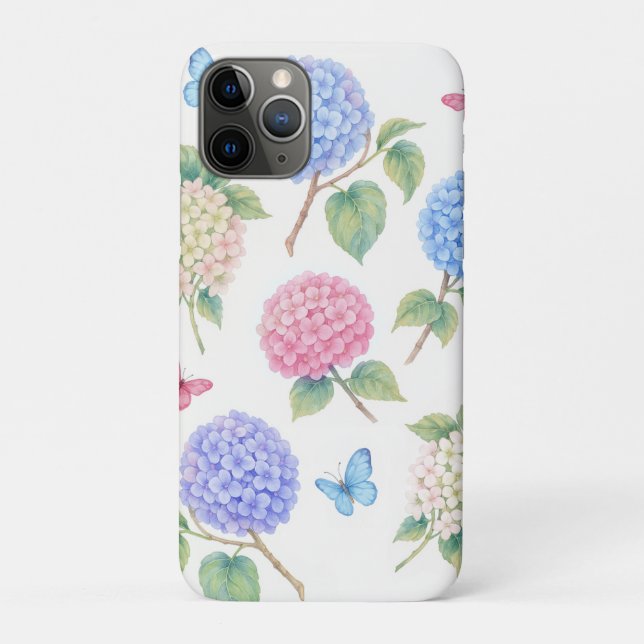 Funda De Case-Mate Para iPhone Acuarela Hidrangea Floral (Reverso)
