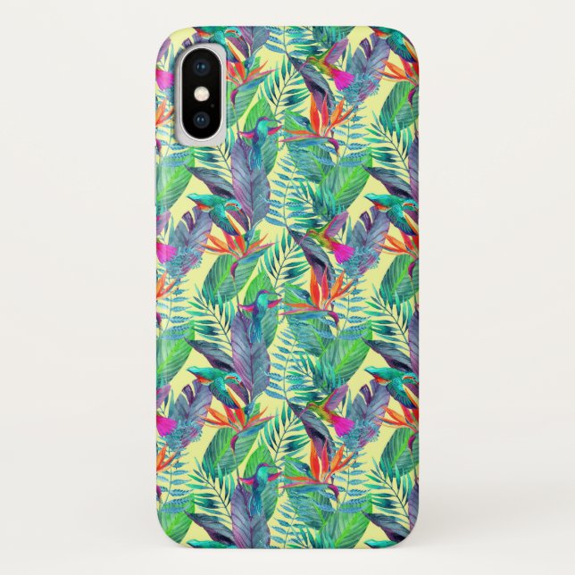Funda De Case-Mate Para iPhone Acuarela Humminbirds en la selva (Reverso)