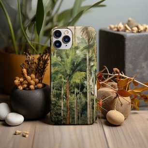 Funda Para iPhone 13 Pro Max Acuarela, jungla de árbol de palmas