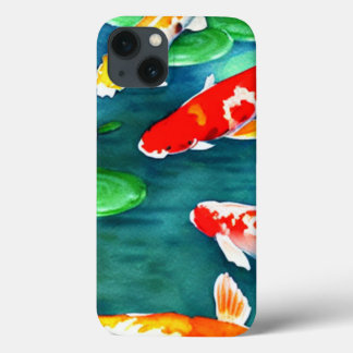 Funda Para iPhone 13 Acuarela Koi Pescado Nadando en estanque