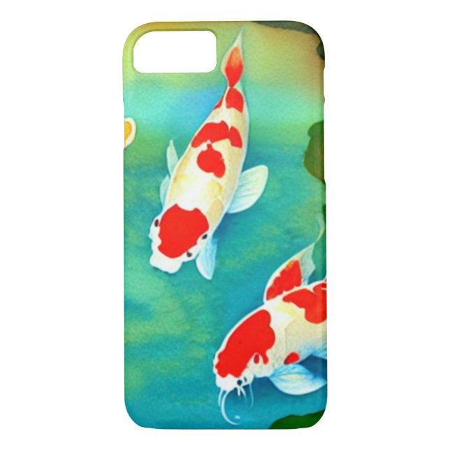 Funda De Case-Mate Para iPhone Acuarela Koi Pescado Nadando en estanque (Reverso)