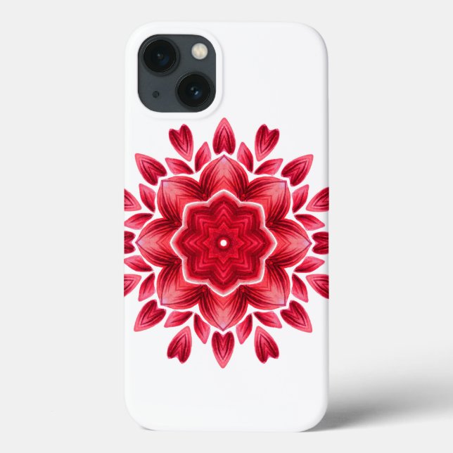 Funda De Case-Mate Para iPhone Acuarela Mandala Art - Pétalos Rojos Flores Ca (Reverso)