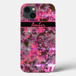Funda Para iPhone 13 Acuarela Negro Rosa Salpicadura de Pintura Persona