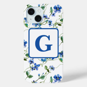 Funda Para iPhone 15 acuarela olvidarme no de las flores Monograma