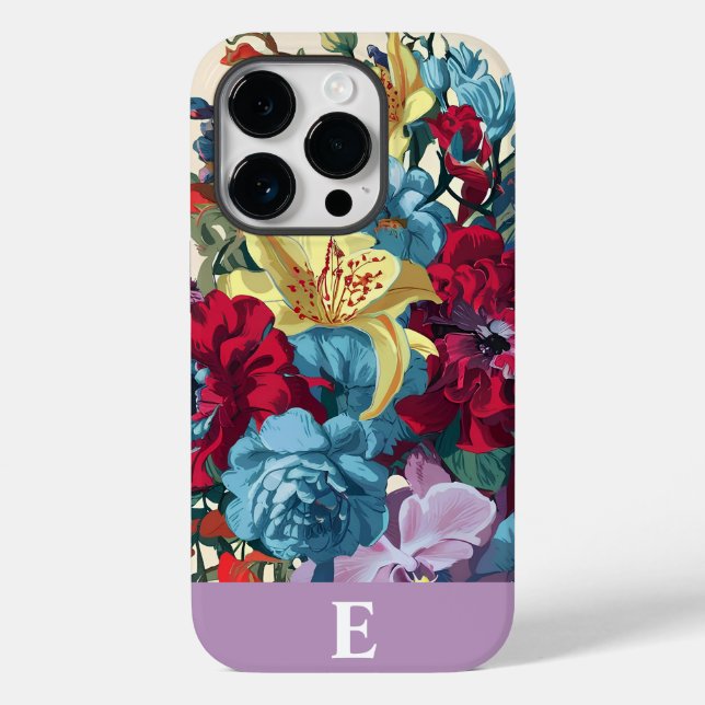 Funda De Case-Mate Para iPhone Acuarela personalizada Monograma Floral Delight (Reverso )