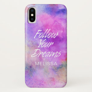 Funda Para iPhone X Acuarela personalizada Seguir tus sueños OtterBo