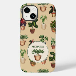 Funda Para iPhone 14 De Case-Mate Acuarela Plantas Potadas Terracotta Nombre de olla