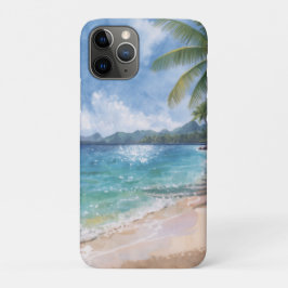 Funda Para iPhone 11 Pro Acuarela Playa Hawái