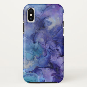 Funda Para iPhone X Acuarela púrpura y azul
