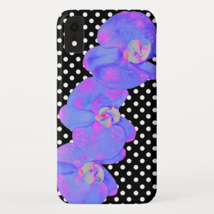 Funda Para iPhone XR acuarela rosa morado Orquídea, puntos de polka