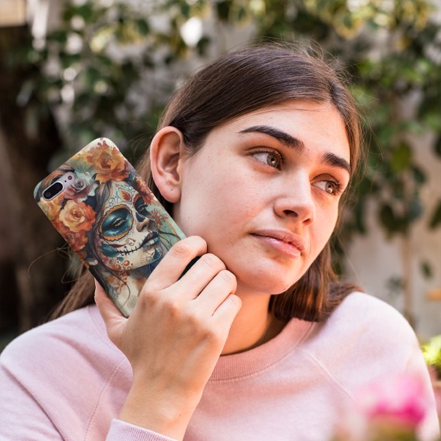 Funda De Case-Mate Para iPhone Acuarela vibrante Dia de los Muertos Catrina (Subido por el creador)