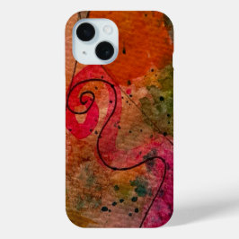 Funda Para iPhone 15 acuarela Y Tinta Resumen Arte De Pintura De Bonito