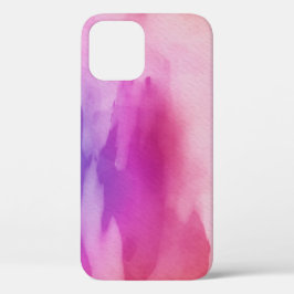 Funda Para iPhone 12 Acuarelas rosadas y moradas