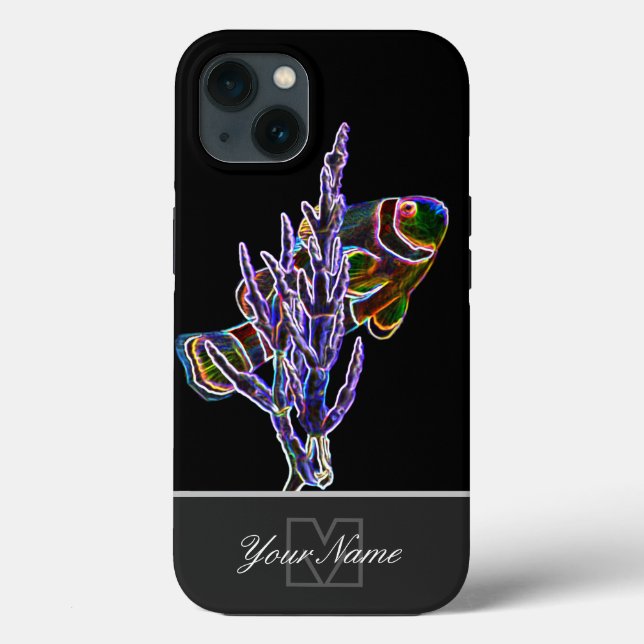 Funda De Case-Mate Para iPhone Acuario Neon-Pop-Art de payasos con Monograma! (Reverso )
