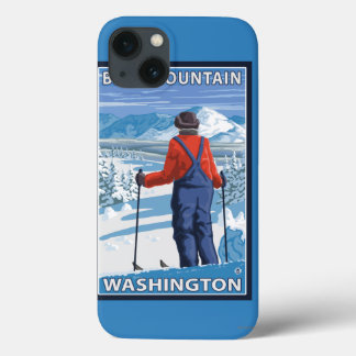 Funda Para iPhone 13 Admiración del esquiador - montaña azul,