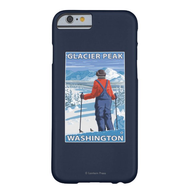 Funda De Case-Mate Para iPhone Admiración del esquiador - pico del glaciar, (Reverso)