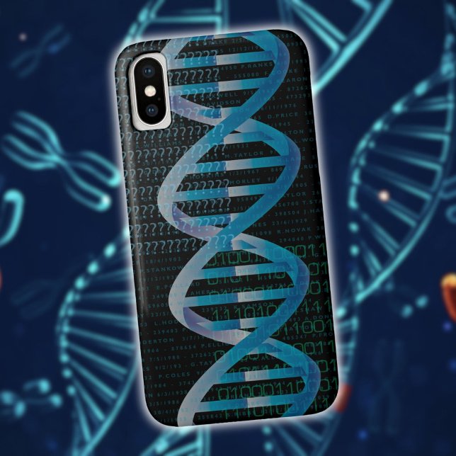 Funda De Case-Mate Para iPhone ADN ID Ciencia Azul Moderna Genial (DNA ID Blue Science Modern Cool Case-Mate iPhone Case)
