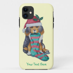Funda Para iPhone 11 adorable cachorro negro y marrón para navidades