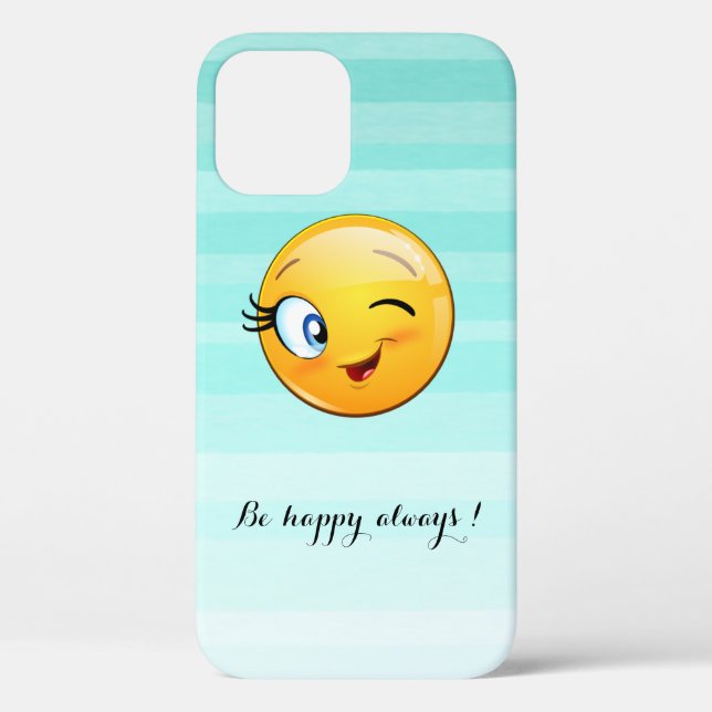 Funda De Case-Mate Para iPhone Adorable Emoji Winking Face-Be feliz siempre (Reverso )