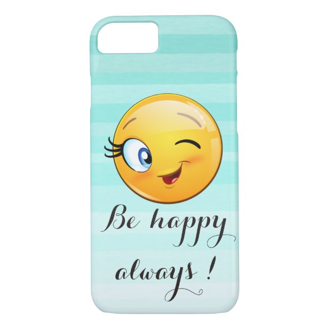 Funda De Case-Mate Para iPhone Adorable Emoji Winking Face-Be feliz siempre (Reverso)