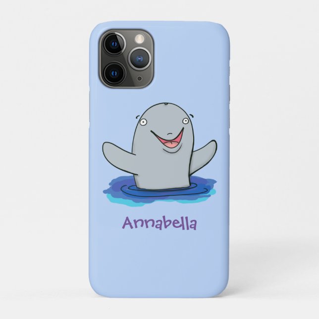 Funda De Case-Mate Para iPhone Adorable feliz ilustracion personalizado de marsop (Reverso)