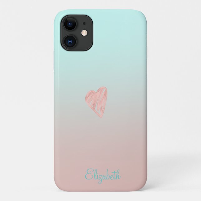 Funda De Case-Mate Para iPhone Adorable Girly Ombre Heart (Reverso)