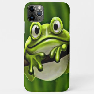 Funda Para iPhone 11 Pro Max Adorable Graciosa Rana Verde Sonriente En El Árbol