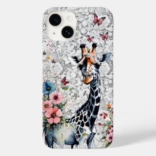 Funda Para iPhone 14 De Case-Mate Adorable jirafa de flores silvestres mariposas y e