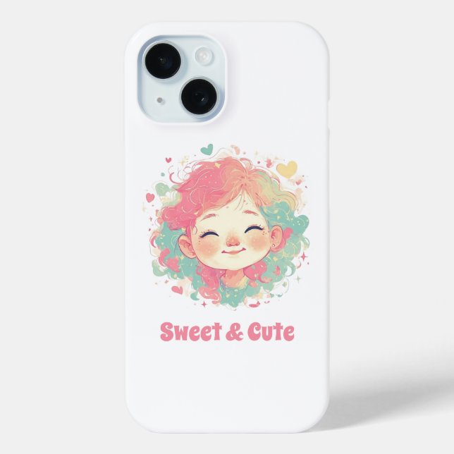 Funda De Case-Mate Para iPhone Adorable Kawaii Girl Phone Case – Cute Cartoon  (Reverso )