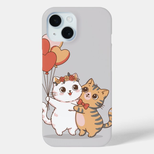 Funda De Case-Mate Para iPhone Adorable Kitty Couple Hugging (Reverso )