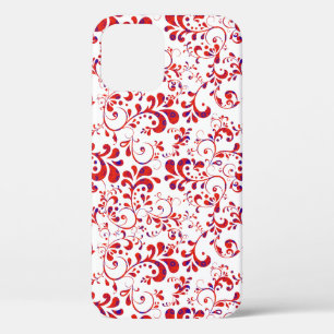 Funda Para iPhone 12 Adorable patrón floral rojo blanco