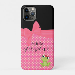 Funda Para iPhone 11 Pro Adorable Rana Cuta en puntos de Polka-Hola Gorgeo