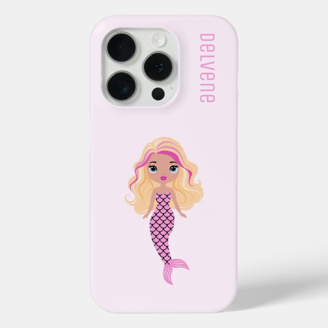 Funda De Case-Mate Para iPhone Adorable Sirena Rosa (Reverso )