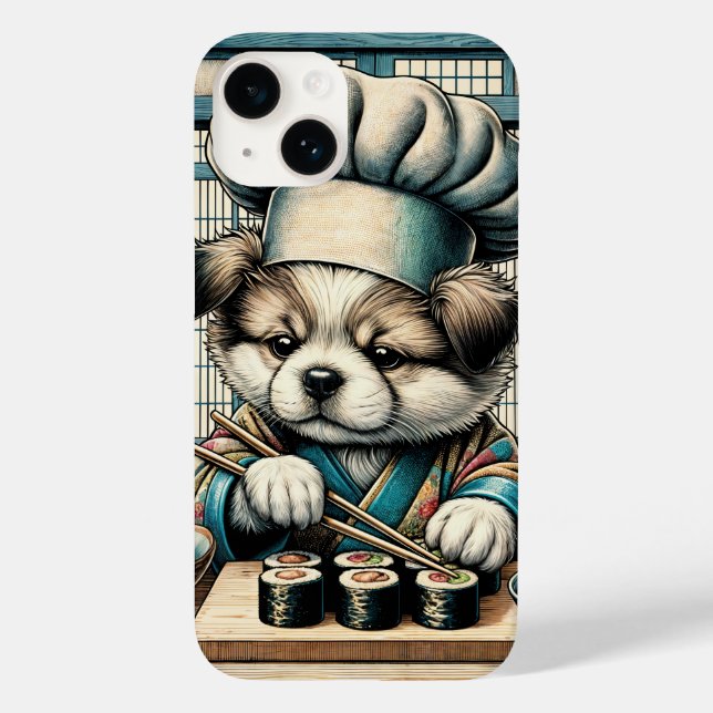 Funda De Case-Mate Para iPhone Adorable Sushi Chef Puppy (Reverso )