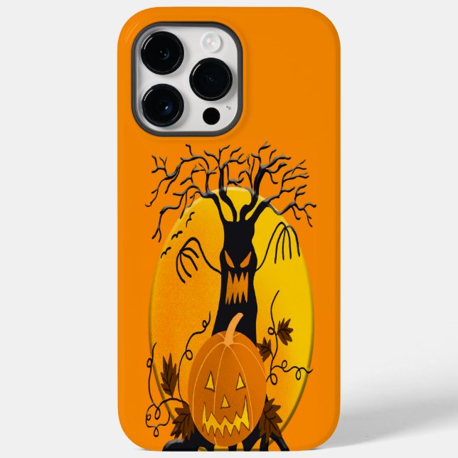 Funda De Case-Mate Para iPhone Adorables Halloween Árbol asustado Y Calabaza (Reverso )