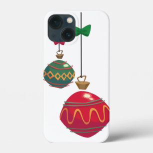 Funda Para iPhone 13 Mini Adornos Navideños Retro Rojo y Verde