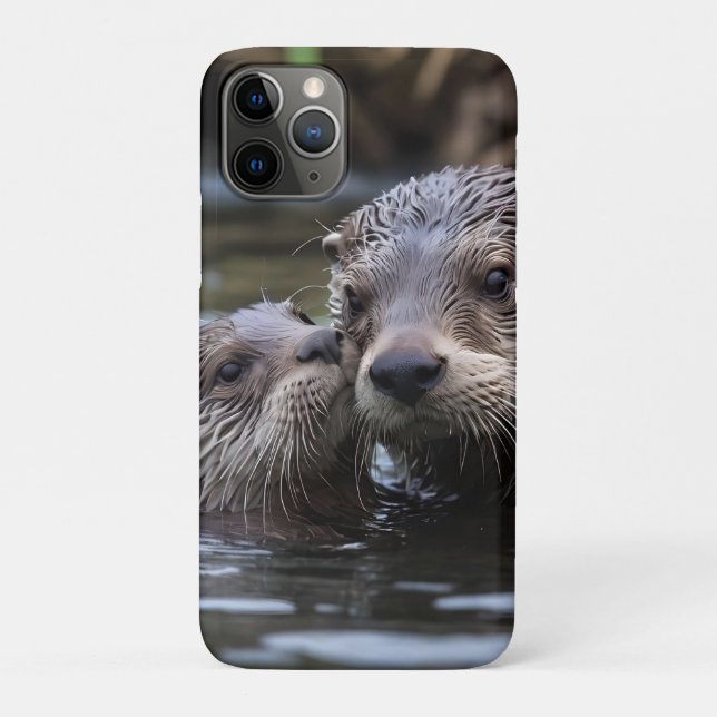 Funda De Case-Mate Para iPhone **"Adrift in Love: Mummy and Baby Otter"** (Reverso)