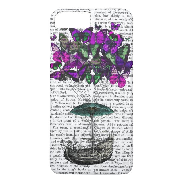 Funda De Case-Mate Para iPhone Aeronave de mariposa 2 morada y verde (Reverso)