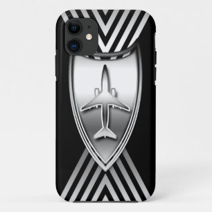 Funda Para iPhone 11 Aeroplano de plata y negro del jet geométrico