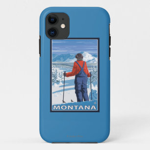 Funda Para iPhone 11 Afiche de viaje de esquiador AdmiringMontanaVintag