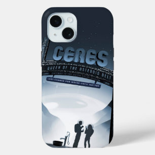 Funda Para iPhone 15 Afiche de viaje espacial retro-Ceres de planeta en