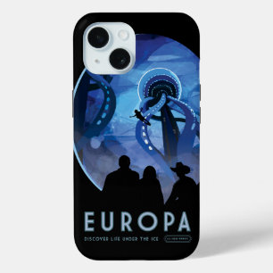 Funda Para iPhone 15 Afiche de viaje espacial retro - Europa de la luna