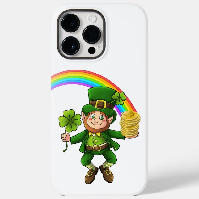 Funda De Case-Mate Para iPhone Afortunado Bitcoin Rainbow Leprechaun (Reverso )