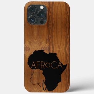 Funda Para iPhone 13 Pro Max AFRoCA FEMALE Afro plus Africa Madera Grain look