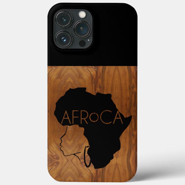 Funda De Case-Mate Para iPhone AFRoCA FEMALE Afro plus Africa Madera Grain look (Reverso )