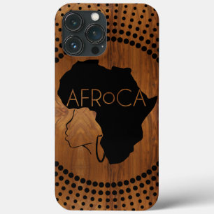 Funda Para iPhone 13 Pro Max AFRoCA FEMALE Afro plus Africa Madera Grain look
