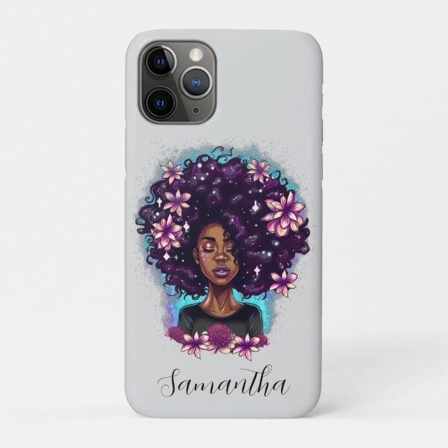 Funda De Case-Mate Para iPhone Afromujer floral esparkling (Reverso)