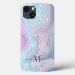 Funda Para iPhone 13 Agante irlandés de mármol de cristal azul